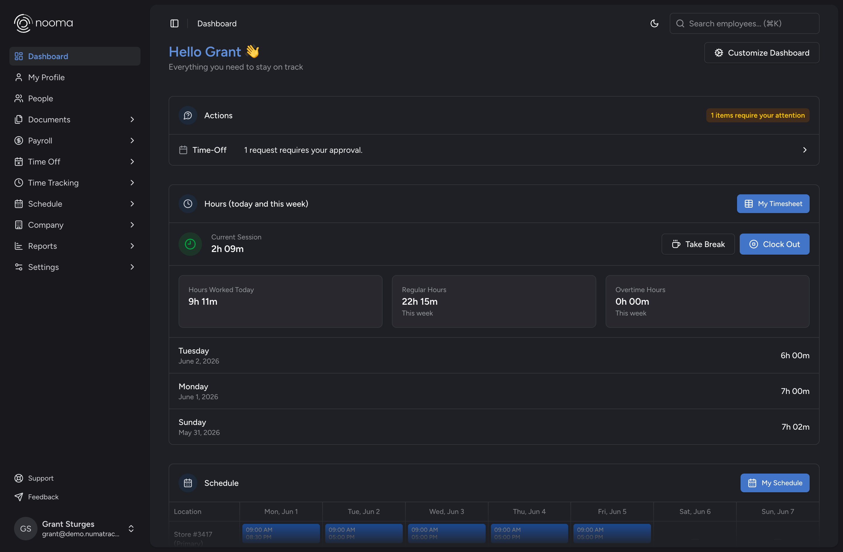 Nooma dashboard