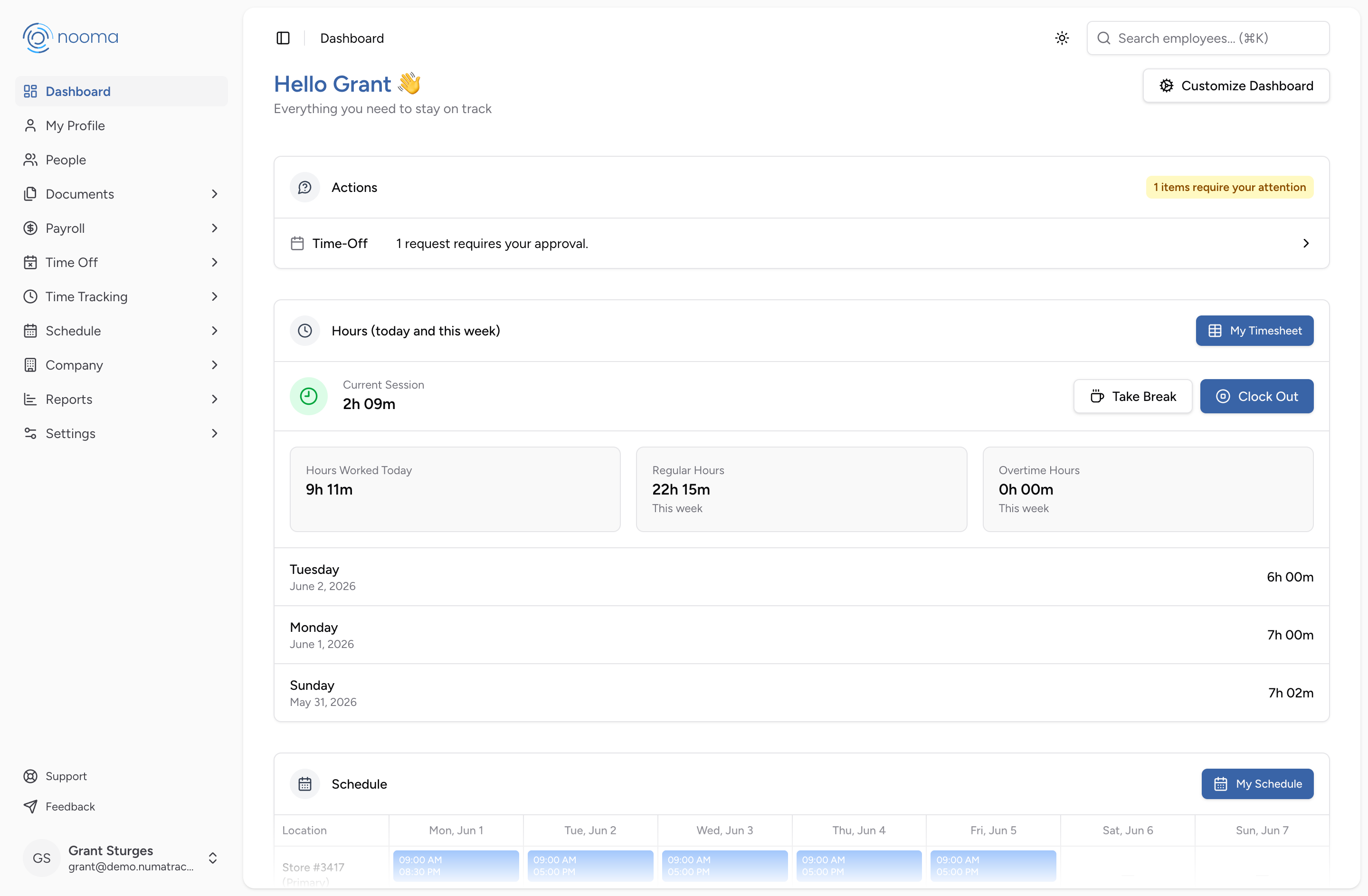 Nooma dashboard